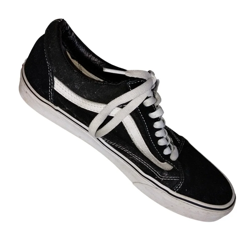 Vans Old Skool Black White Suede Canvas Low Top Skate Shoes Mens 9 Womens‎ 10.5